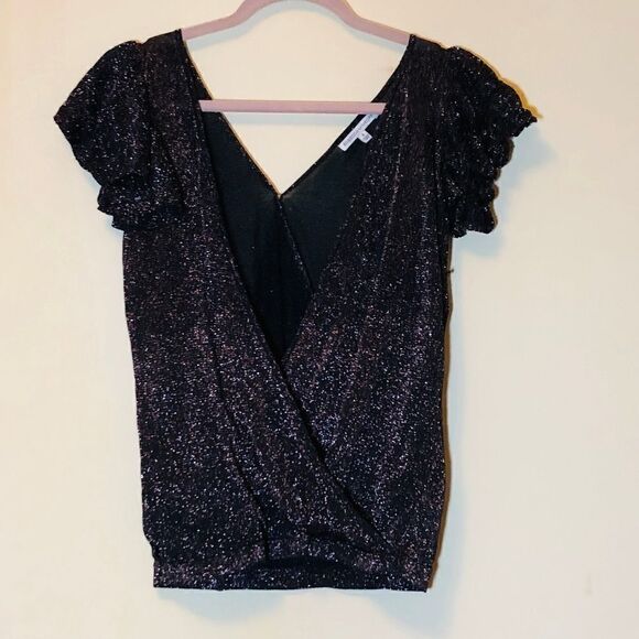 Rebecca Minkoff Marla Sweater Ruffled Wrap Sparkle - Picture 2 of 8